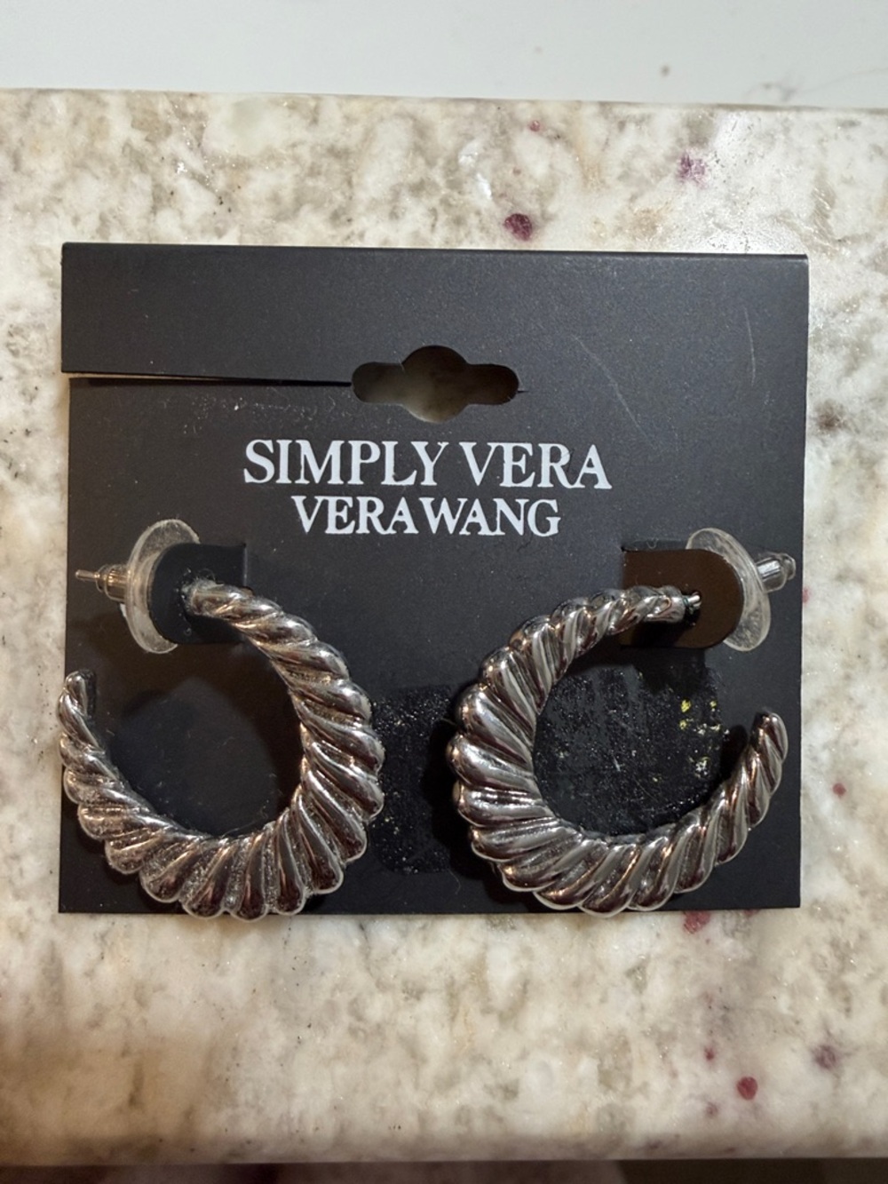 Simply Vera Vera Wang Twisted Hoop Earrings in Silver Tone